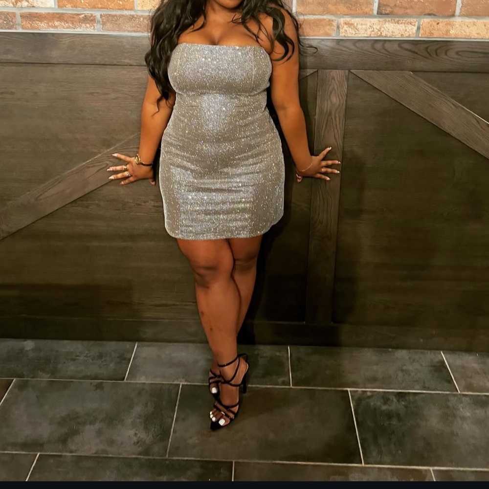 Zara Silver Sequin Bodycon Mini Dress